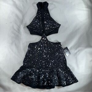 Express Halter Cutout Sequin Mini Dress sexy LBD bleachella Swift party mesh pop